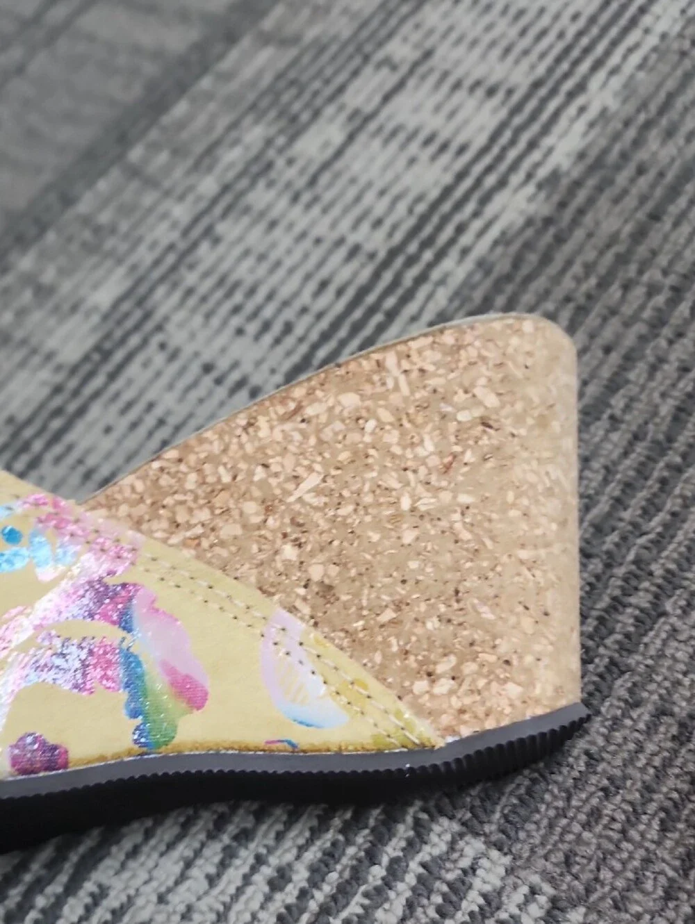 Women's Multicolor Floral Cork Wedge Sandals
